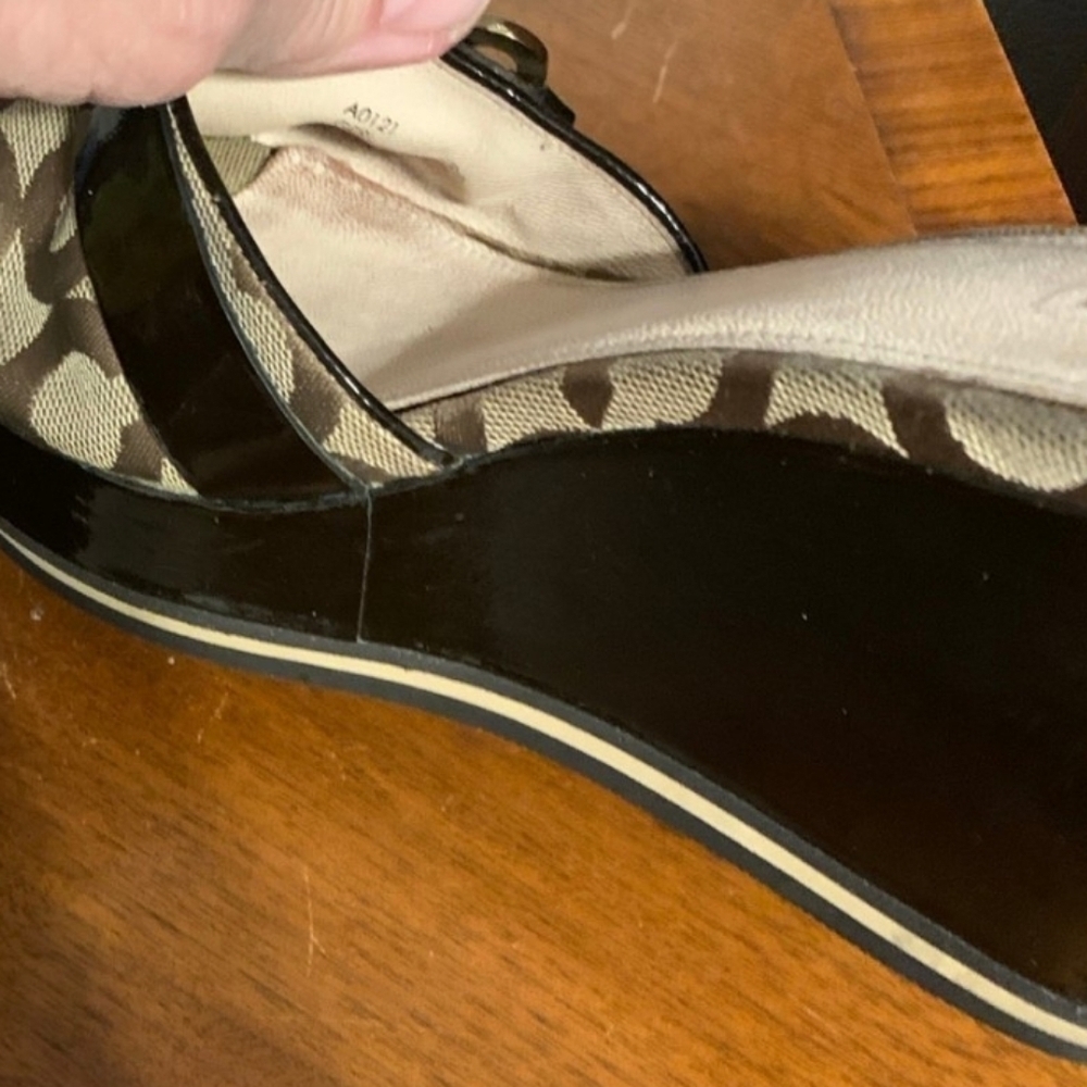 Coach Women's Brown Slide Sandals Wedge 3" Heel 9B - Picture 5 of 7
